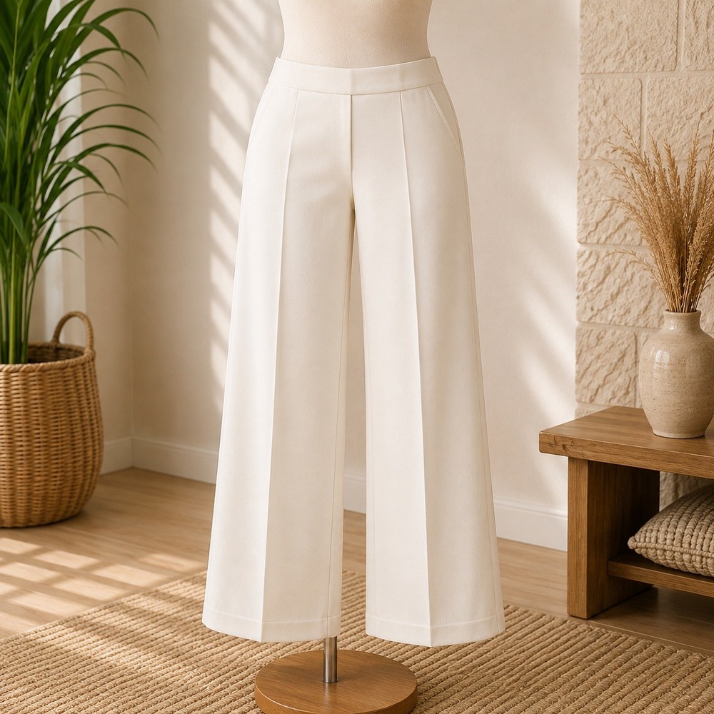 Susan Graver Pull On Pants Womens 2XP White Straight Leg Stretch Comfort Dress